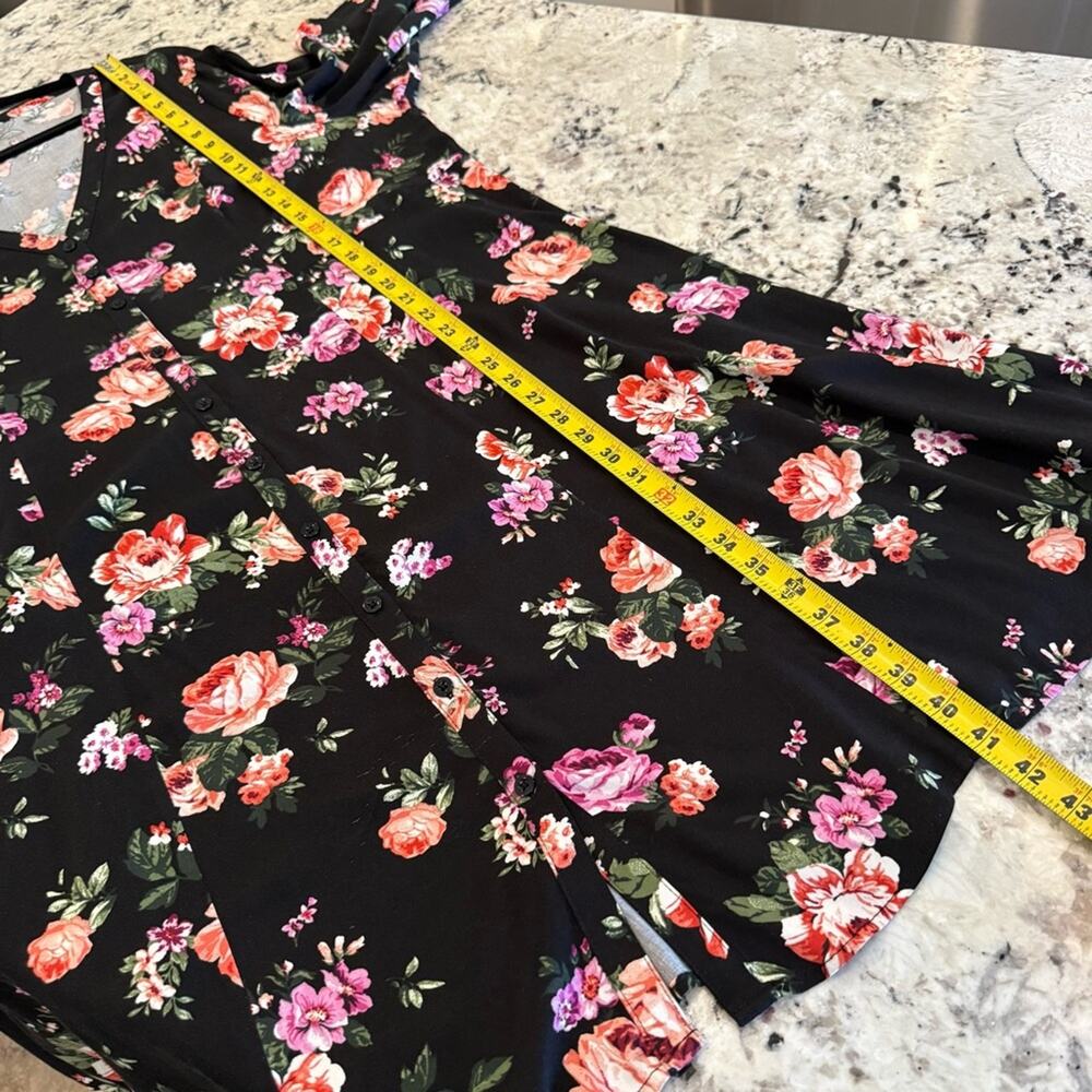 Torrid Black Floral Button Down Dress 3X 12075859 - Picture 11 of 14